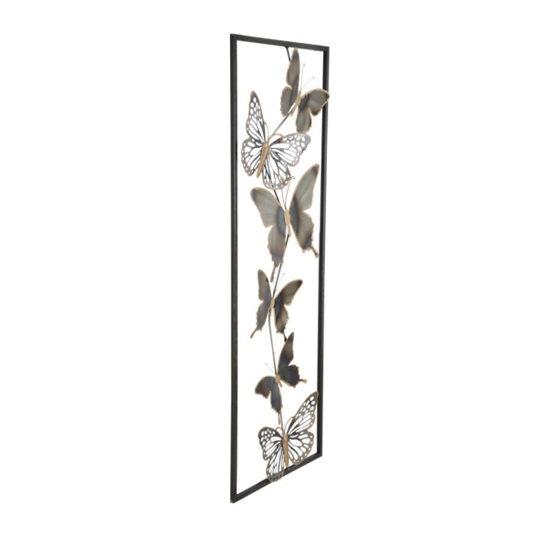 Pannello Decorativo Murale In Ferro Farfalle 31x2,5x90 Cm Nero/Argento