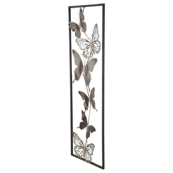 Pannello Decorativo Murale In Ferro Farfalle 31x2,5x90 Cm Nero/Argento
