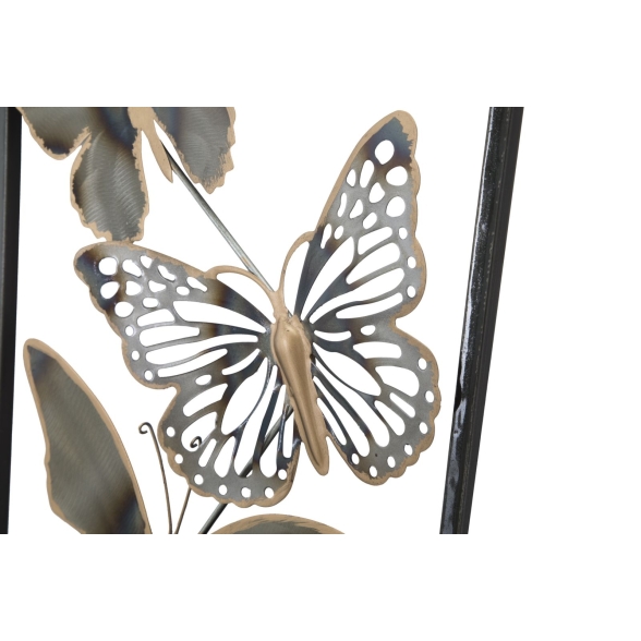 Pannello Decorativo Murale In Ferro Farfalle 31x2,5x90 Cm Nero/Argento
