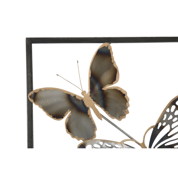 Pannello Decorativo Murale In Ferro Farfalle 31x2,5x90 Cm Nero/Argento