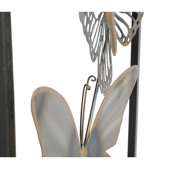 Pannello Decorativo Murale In Ferro Farfalle 31x2,5x90 Cm Nero/Argento