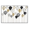 Pannello Decorativo Rettangolare Con Foglie 120x2,5x78,5 Cm In Ferro Oro Argento Nero Lex-A