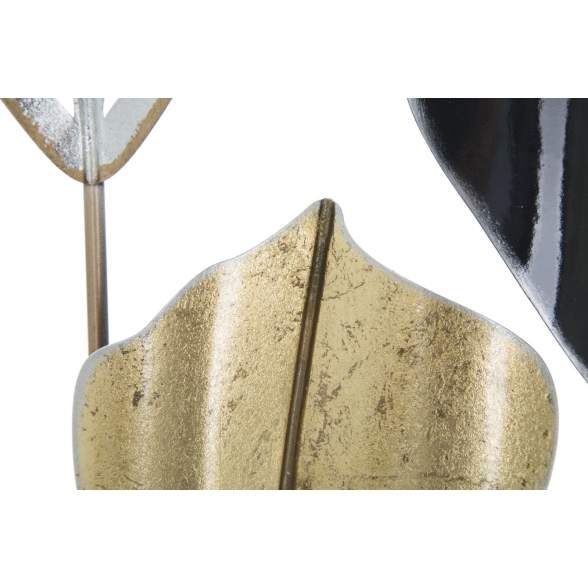 Pannello Decorativo Rettangolare Con Foglie 120x2,5x78,5 Cm In Ferro Oro Argento Nero Lex-A