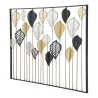 Pannello Decorativo Rettangolare Con Foglie 120x2,5x78,5 Cm In Ferro Oro Argento Nero Lex-A