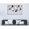 Pannello Decorativo Rettangolare Con Foglie 120x2,5x78,5 Cm In Ferro Oro Argento Nero Lex-A