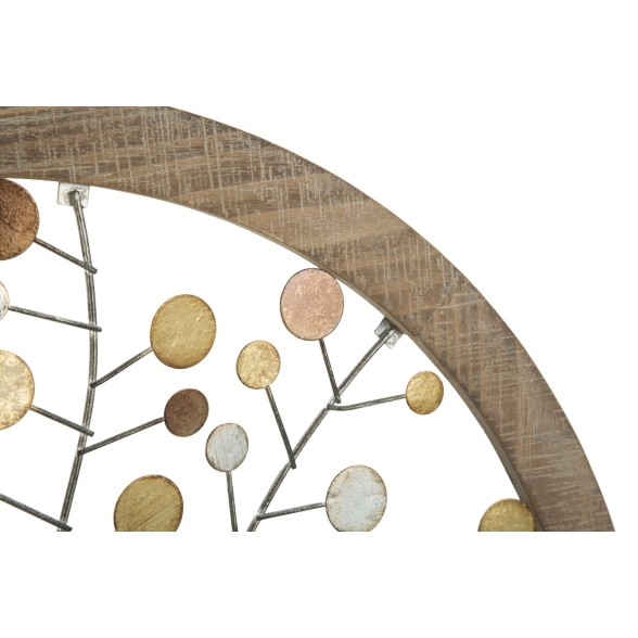 Pannello Decorativo Rotondo Albero Della Vita 61x1,8 Oro E Legno