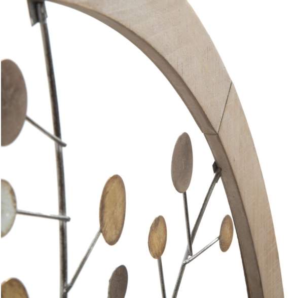 Pannello Decorativo Rotondo Albero Della Vita 80x2 Ferro E Legno Mix Color