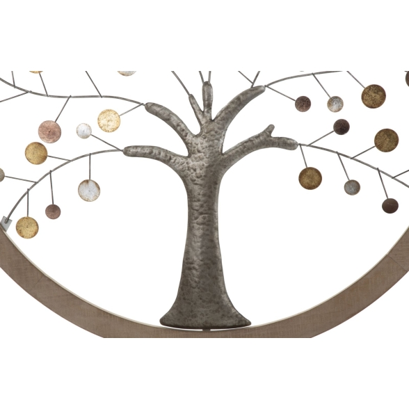Pannello Decorativo Rotondo Albero Della Vita 80x2 Ferro E Legno Mix Color