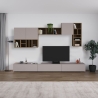 Parete Attrezzata 300 Cm Design Moderno Pensili Tortora E Noce Big
