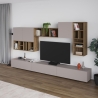 Parete Attrezzata 300 Cm Design Moderno Pensili Tortora E Noce Big