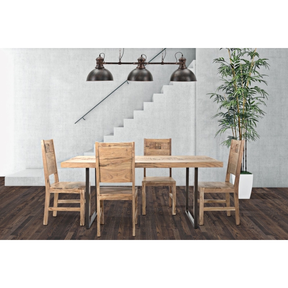 Tavolo Da Pranzo In Legno Gambe In Ferro Nere 175x90x77 Mumbai