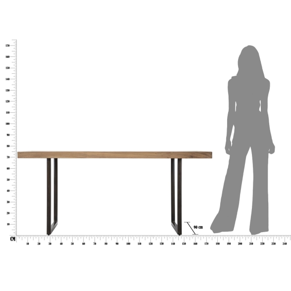 Tavolo Da Pranzo In Legno Gambe In Ferro Nere 175x90x77 Mumbai