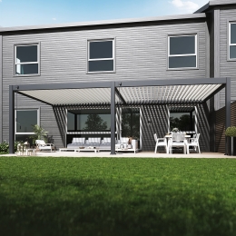 Pergola bioclimatica Ombréa addossata 4x8M in alluminio