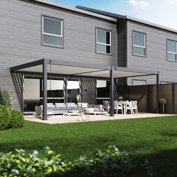 Pergola bioclimatica Ombréa addossata 4x8M in alluminio