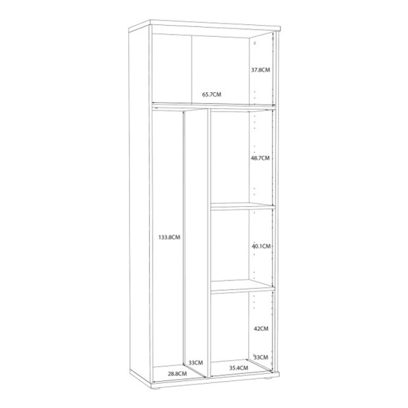 Armadio Multiuso Portascope 2 Ante 5 Vani 70x35x180h Nube Rovere Cenere E Bianco