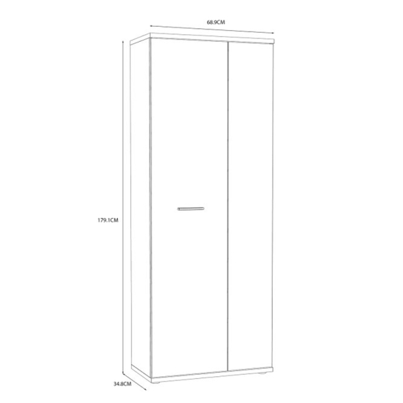 Armadio Multiuso Portascope 2 Ante 5 Vani 70x35x180h Nube Rovere Cenere E Bianco