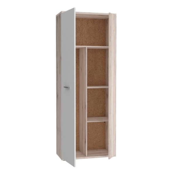 Armadio Multiuso Portascope 2 Ante 5 Vani 70x35x180h Nube Rovere Cenere E Bianco
