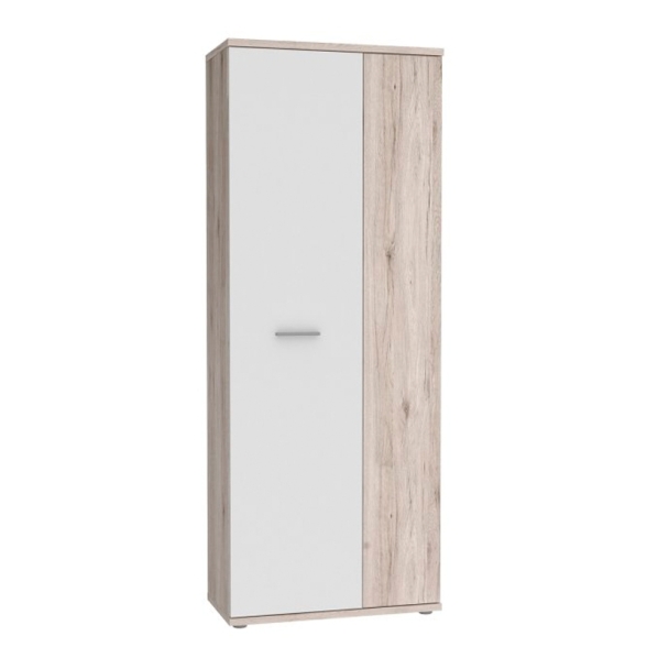 Armadio Multiuso Portascope 2 Ante 5 Vani 70x35x180h Nube Rovere Cenere E Bianco