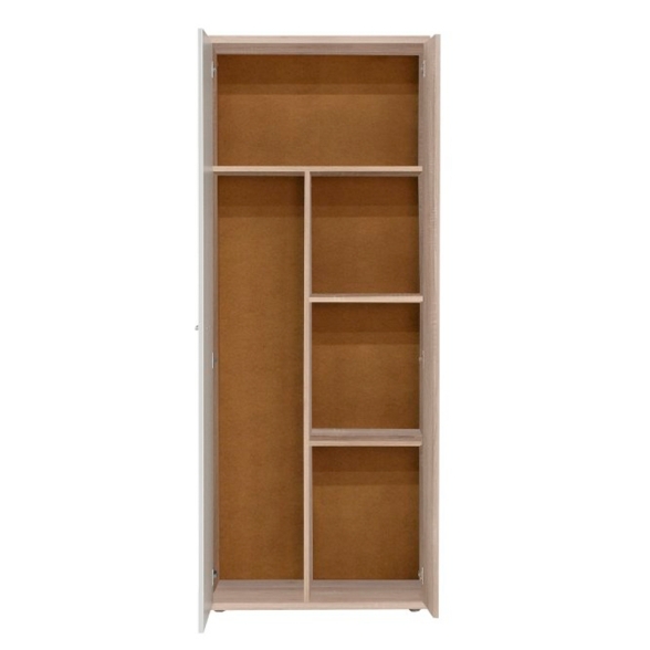 Armadio Multiuso Portascope 2 Ante 5 Vani 70x35x180h Nube Rovere E Bianco
