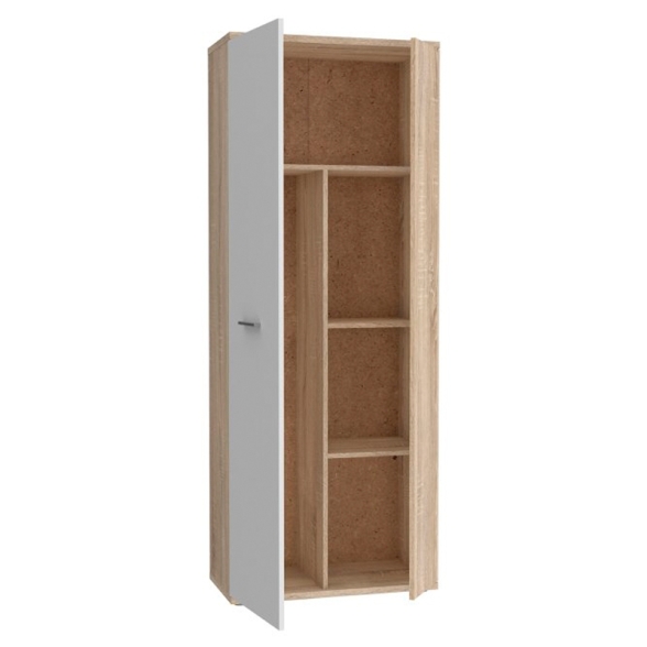 Armadio Multiuso Portascope 2 Ante 5 Vani 70x35x180h Nube Rovere E Bianco