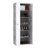 Armadio Scarpiera Multiuso 2 Ante 6 Ripiani 70x35x180h Nube Bianco E Cemento