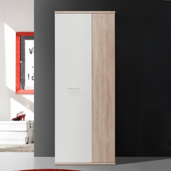 Armadio Scarpiera Multiuso 2 Ante 6 Ripiani 70x35x180h Nube Bianco E Rovere