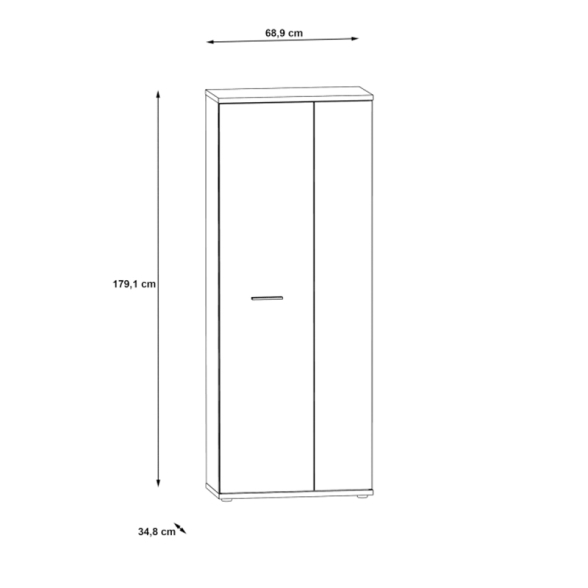 Armadio Scarpiera Multiuso 2 Ante 6 Ripiani 70x35x180h Nube Bianco E Rovere