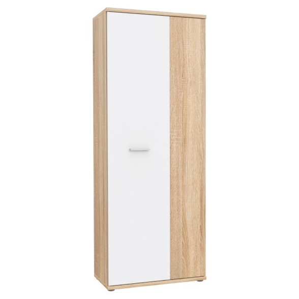 Armadio Scarpiera Multiuso 2 Ante 6 Ripiani 70x35x180h Nube Bianco E Rovere