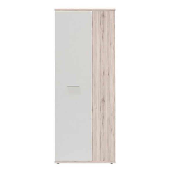 Armadio Scarpiera Multiuso 2 Ante 6 Ripiani 70x35x180h Nube Bianco e Rovere Cenere