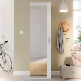 Armadio Scarpiera Multiuso Con Specchio 7 Ripiani 50x35x180h Nube Bianco