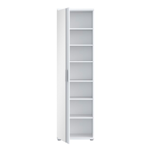 Armadio Scarpiera Multiuso Con Specchio 7 Ripiani 50x35x180h Nube Bianco