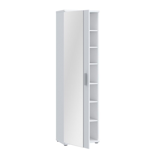 Armadio Scarpiera Multiuso Con Specchio 7 Ripiani 50x35x180h Nube Bianco