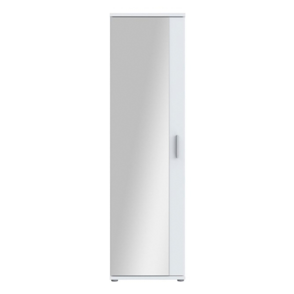 Armadio Scarpiera Multiuso Con Specchio 7 Ripiani 50x35x180h Nube Bianco