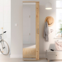 Armadio Scarpiera Multiuso Con Specchio 7 Ripiani 50x35x180h Nube Rovere