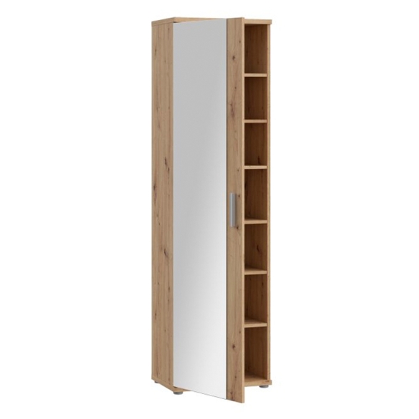 Armadio Scarpiera Multiuso Con Specchio 7 Ripiani 50x35x180h Nube Rovere