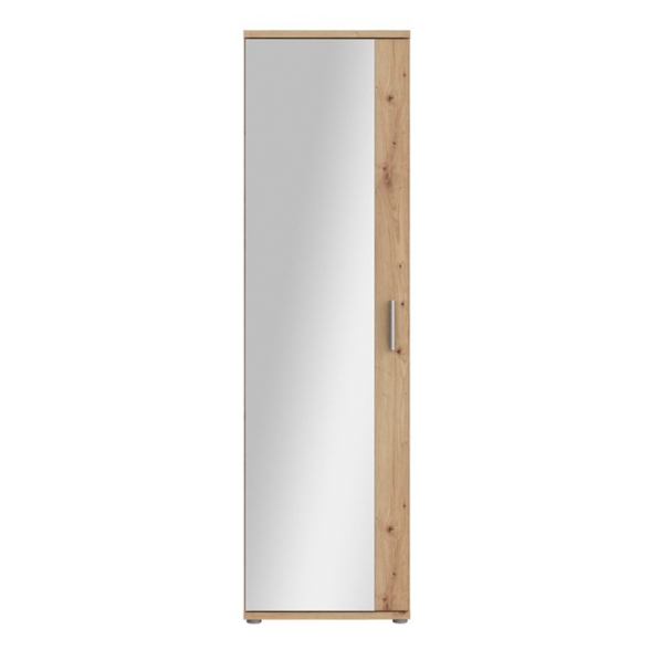 Armadio Scarpiera Multiuso Con Specchio 7 Ripiani 50x35x180h Nube Rovere