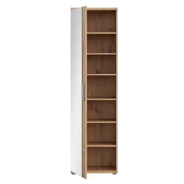 Armadio Scarpiera Multiuso Con Specchio 7 Ripiani 50x35x180h Nube Rovere