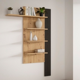 Mensola Verticale 4 Ripiani 132x22x190 Cm Lehman Rovere E Nero