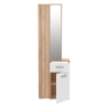 Mobile Ingresso 65x34x196 Con Specchio E Barra Appendiabiti Teka Bianco E Rovere