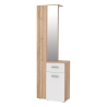 Mobile Ingresso 65x34x196 Con Specchio E Barra Appendiabiti Teka Bianco E Rovere