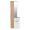 Mobile Ingresso 65x34x196 Con Specchio E Barra Appendiabiti Teka Bianco E Rovere