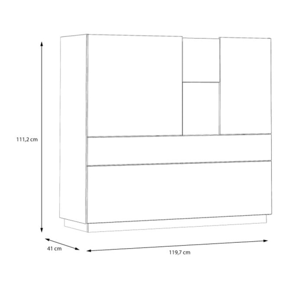 Mobile Soggiorno 120x40x110h 3 Ante 1 Cassetto Lewis Rovere E Grigio Chiaro