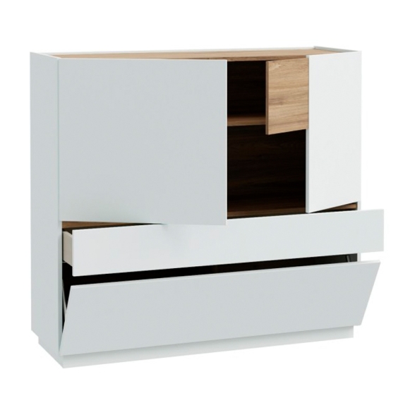 Mobile Soggiorno 120x40x110h 3 Ante 1 Cassetto Lewis Rovere E Grigio Chiaro