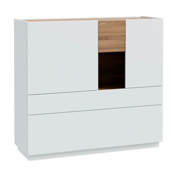 Mobile Soggiorno 120x40x110h 3 Ante 1 Cassetto Lewis Rovere E Grigio Chiaro