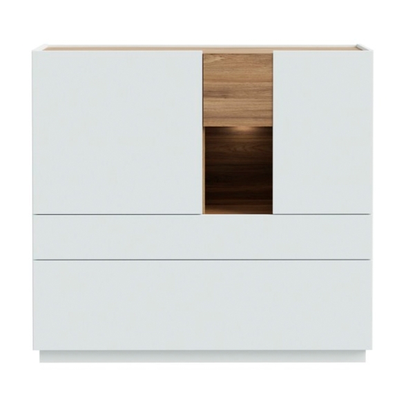 Mobile Soggiorno 120x40x110h 3 Ante 1 Cassetto Lewis Rovere E Grigio Chiaro