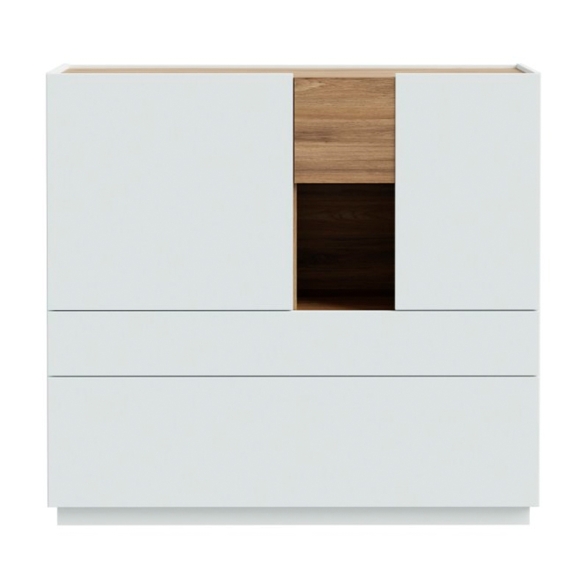 Mobile Soggiorno 120x40x110h 3 Ante 1 Cassetto Lewis Rovere E Grigio Chiaro