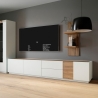 Mobile TV Da Terra 240x40x50h 3 Ante 2 Cassetti Lewis Rovere E Grigio Chiaro