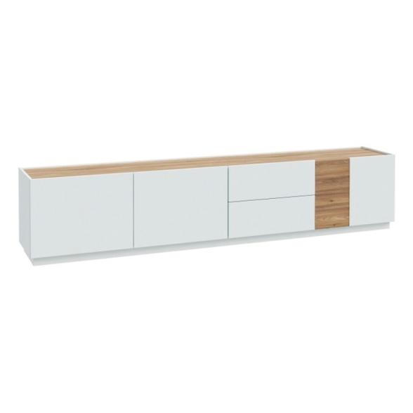 Mobile TV Da Terra 240x40x50h 3 Ante 2 Cassetti Lewis Rovere E Grigio Chiaro