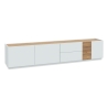 Mobile TV Da Terra 240x40x50h 3 Ante 2 Cassetti Lewis Rovere E Grigio Chiaro