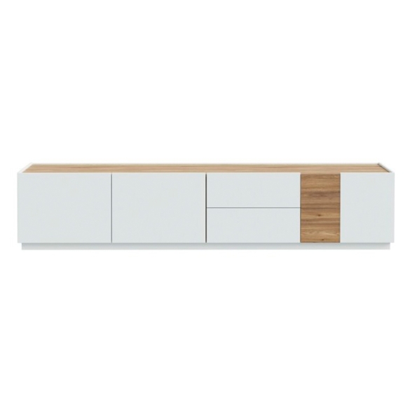 Mobile TV Da Terra 240x40x50h 3 Ante 2 Cassetti Lewis Rovere E Grigio Chiaro